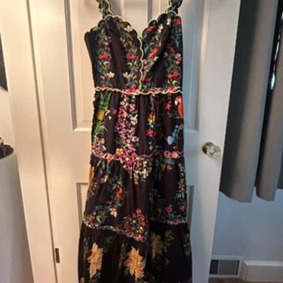 *LIKE NEW* black delicate forest scarves organic cotton maxi dress - Picture 6 of 7